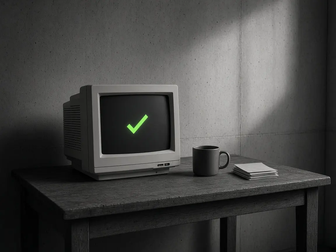 Un monitor con una marca de verificación en la pantalla.